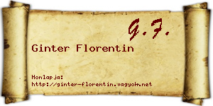Ginter Florentin névjegykártya